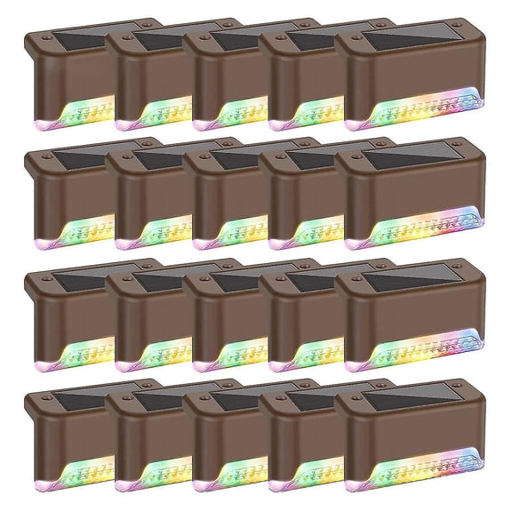 20-Pack Solar Deck Lights Color Changing Rgb Led Outdoor Step Light