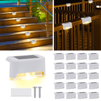 20 Pack Solar Deck Lights Outdoor Small Waterproof LED Step Lamp Outside Decoration Lighting for Stairs, Railing, Fence, Patio, Pool, Balcony, Retaining Wall, Patio, No Drill Instal(White Shell)