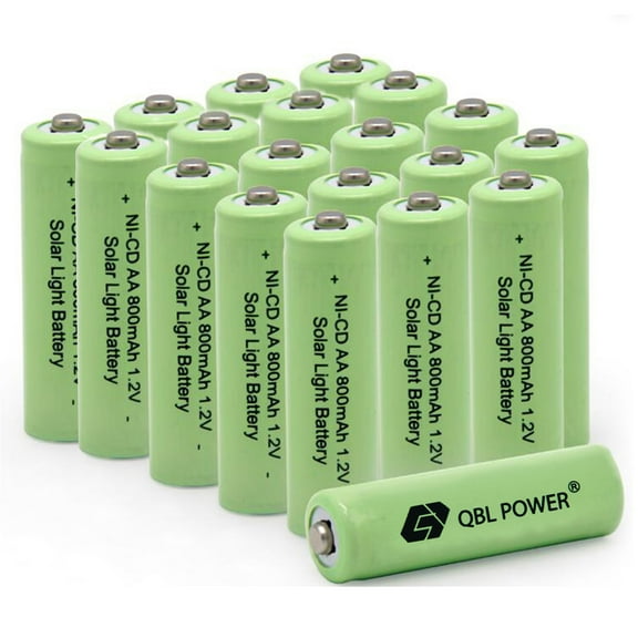 (20-Pack)Solar Light Batteries AA NiCd AA 800mAh 1.2V Rechargeable for Garden Lights Remotes Mice