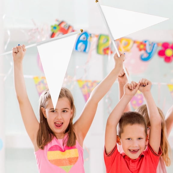 20 Pack Solid White Flag Small Plain White DIY Flags On Stick,Party Decorations for Parades,Grand Opening,Kids Birthday,Party Events Celebration,7.9 x11.8 inchs,15.8 inchs