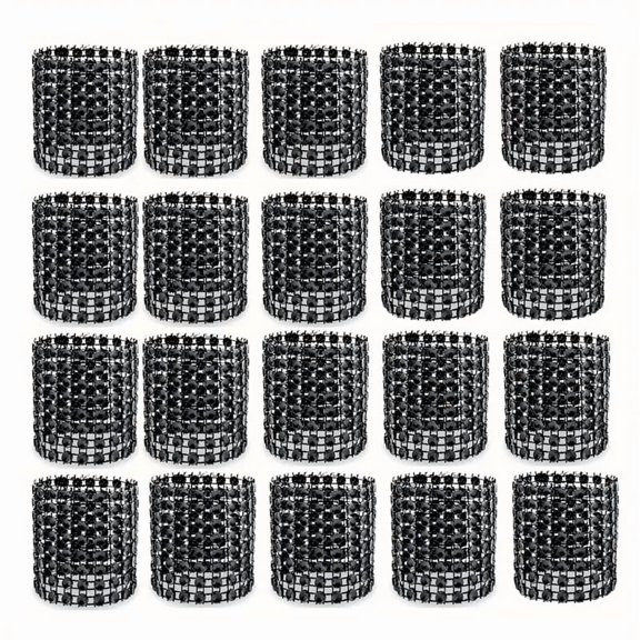 20 Pack Sparkling Rhinestone Napkin Rings for Elegant Dining, Weddings, Anniversaries, and Special Occasions