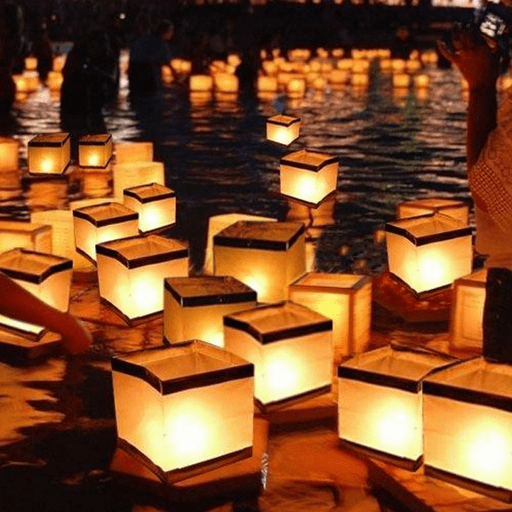 20 Pack Square Chinese Lanterns Wishing, Praying, Floating, River Paper Candle Light