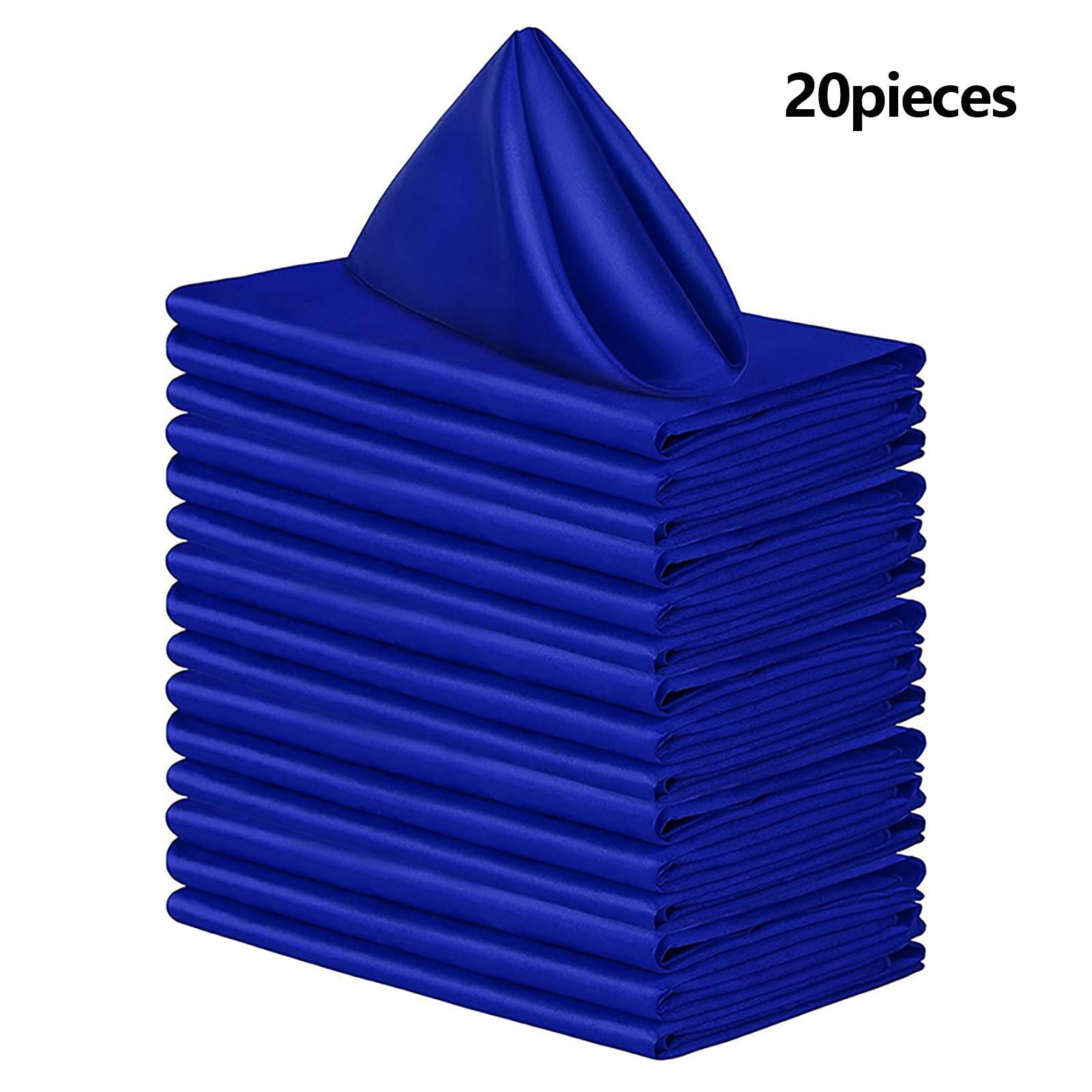 20 Pack Square Napkin Cloth, High Density Silk Faux Napkin Cloth, Soft Smooth Fabric Satin Napkin Cloth for Dinner Wedding Banquet Restaurant Hotel Party Decor, 11.8 x 11.8 inches,Blue