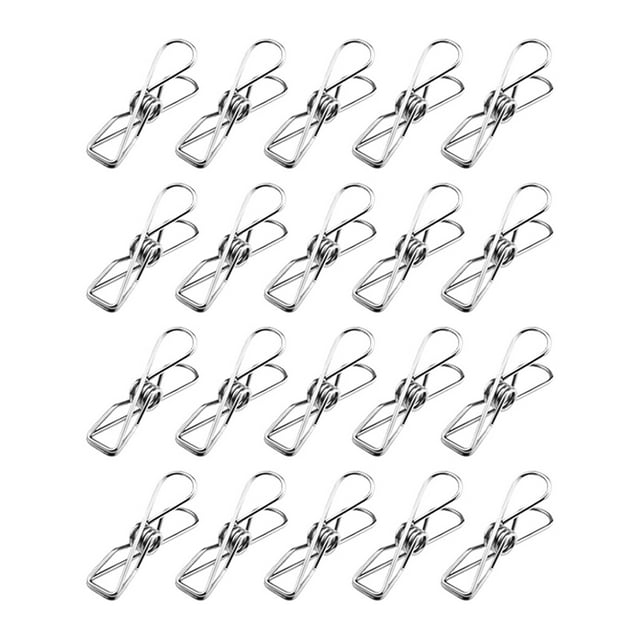 20 Pack Stainless Steel Clothes Pins Utility Clips Hooks Clothespin