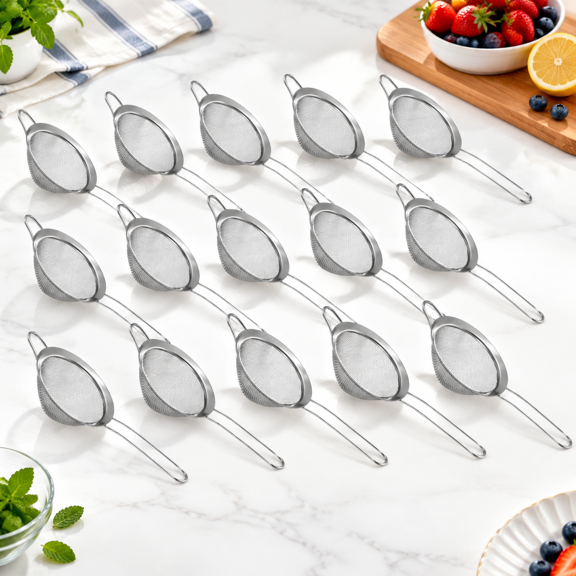 20 Pack Stainless Steel Cone Shaped Cocktail Strainers for Drinks, Tea and Coffee