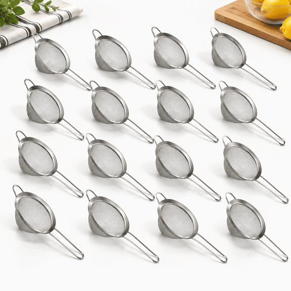 20 Pack Stainless Steel Cone Shaped Cocktail Strainers with Long Handle