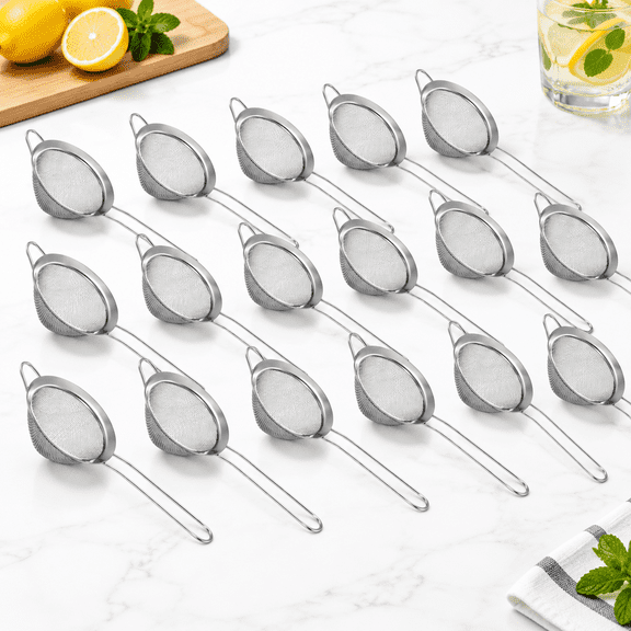 20 Pack Stainless Steel Cone Shaped Cocktail Strainers with Long Handle