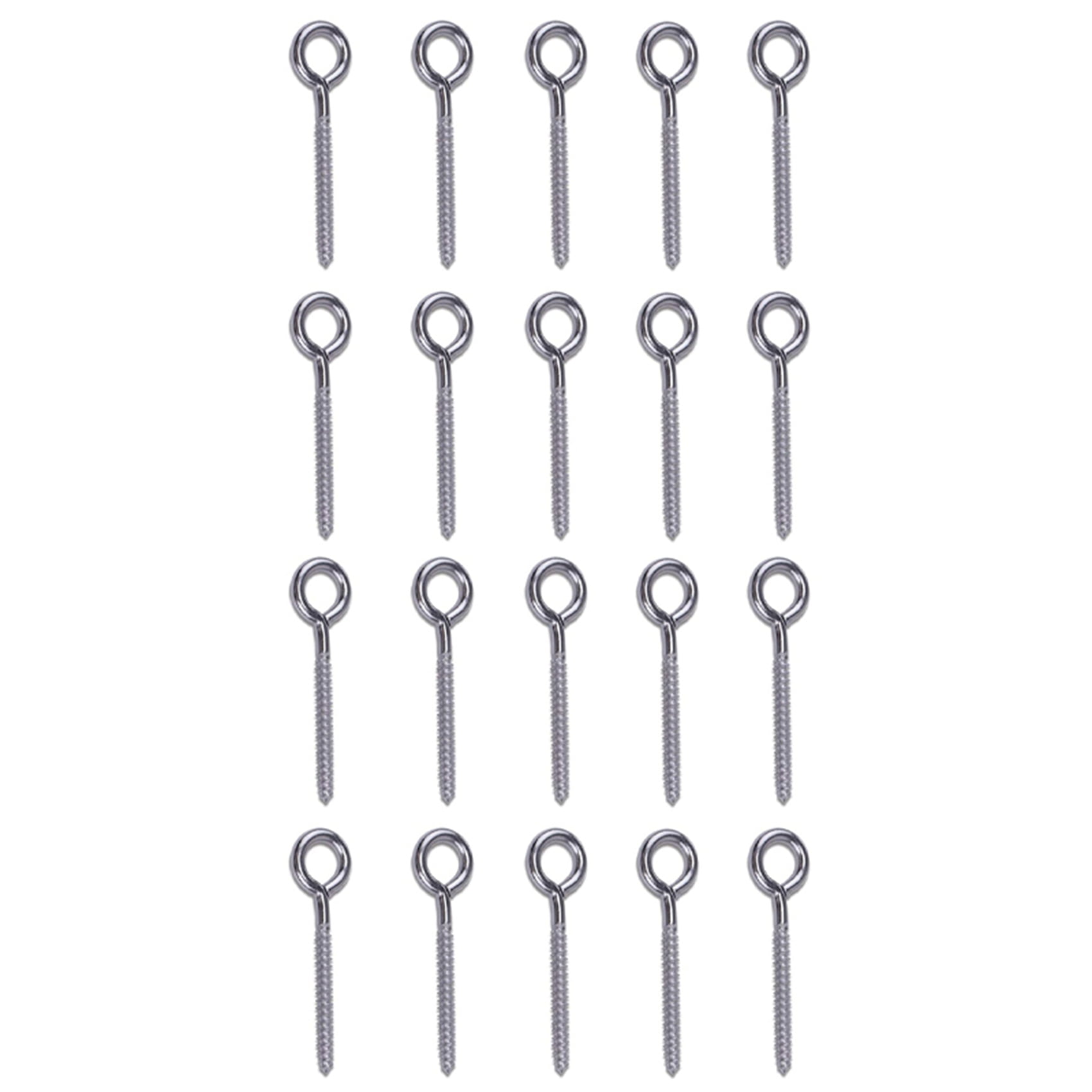 20 Pack Stainless Steel Eye Shape Screws Metal Hook Wood Terminal Ring