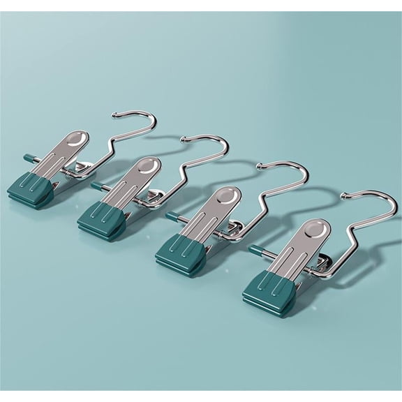 20-Pack Stainless Steel Heavy-Duty Hook Clips - Rust-Resistant Closet & Travel Organizer for Pants/Socks/Towels, Commercial-Grade Clothespins for Wardrobe/Laundry/Luggage