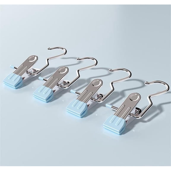 20-Pack Stainless Steel Heavy-Duty Hook Clips - Rust-Resistant Closet & Travel Organizer for Pants/Socks/Towels, Commercial-Grade Clothespins for Wardrobe/Laundry/Luggage