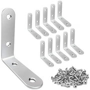 20-Pack Stainless Steel L Shape Brackets, 2" x 2" Corner Brace, Heavy Duty L Brackets for Shelves, Wood and Furniture, Right Angle Brackets with Enough Screws & Anchors