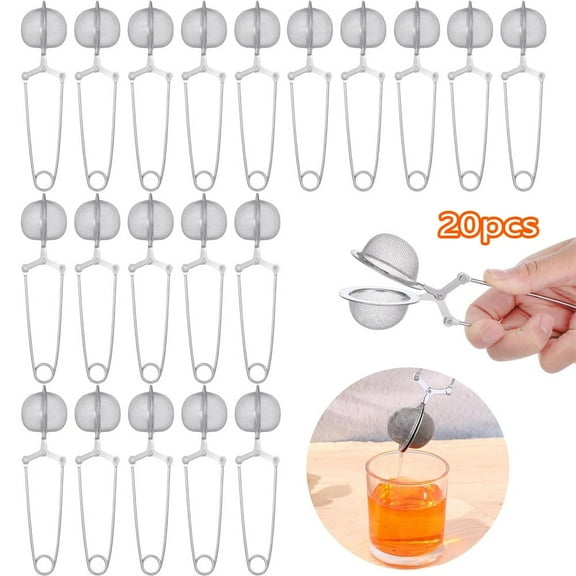 20-Pack Stainless Steel Tea Ball Strainer, Fine Mesh Loose Leaf Tea Infuser with Handle for Individual Use and Bulk Tea Steeping