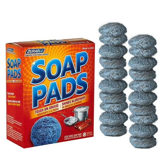 20 Pack Steel Wool Soap Pads - Metal Cleaning Pads Dishes, Pots, Pans, Ovens - Pre-Soaped Easy of Tough Kitchen Grease Oil