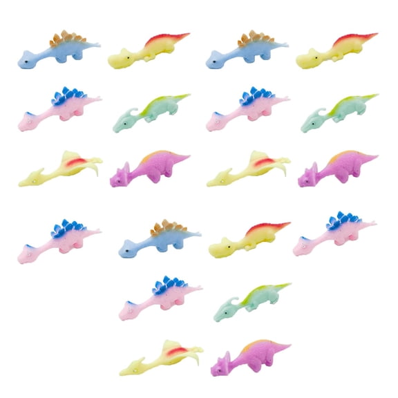 20 Pack Stretchable Finger Slingshot Dinosaur Toys For Kids Flick Flying Games Party Supplies Adhesive Wall Toy