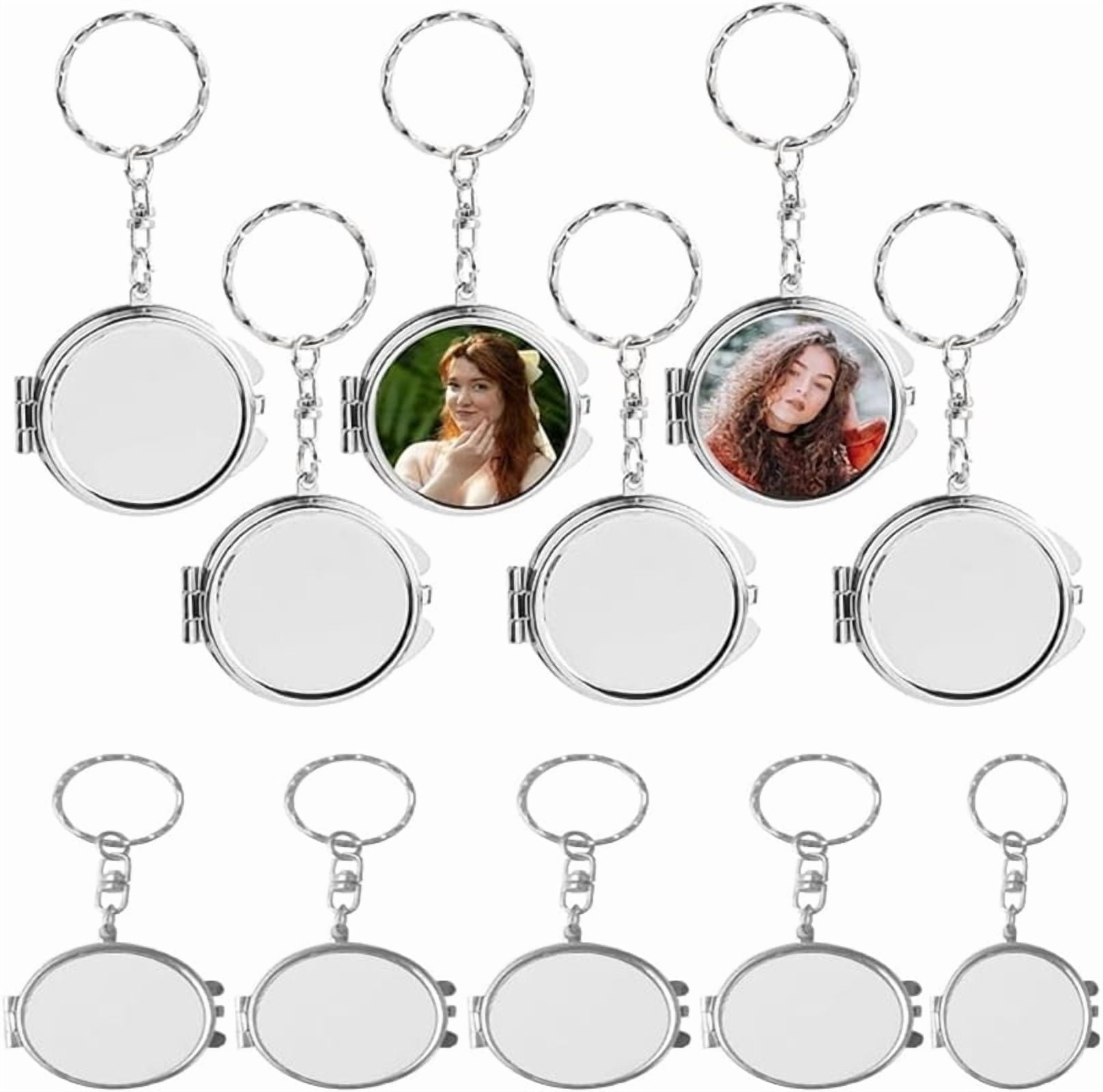 20 Pack Sublimation Blanks Pocket Mirror with Keychains DIY Heat Transfer Compact Travel Folding Mirrors for Makeup