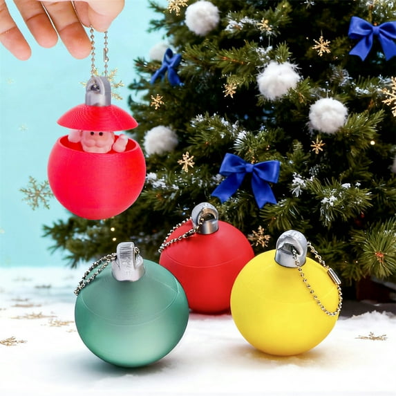 20-Pack Surprise Christmas Ball Ornaments - Glitter Accented Shatterproof Plastic Balls, Assorted Festive Colors with Easy-Hang Loops, Versatile Decor for Xmas Tree Displays, 3.03*2.4in, Yellow