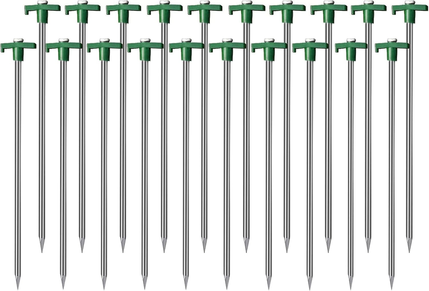 20 Pack Tent Stakes Heavy Duty, 10.25 Inch Yard Stakes Non-Rust Metal Tent Pegs Ground Stakes Tent Spikes for Camping Patio, Garden, Canopies, Grassland, Outdoor,Green