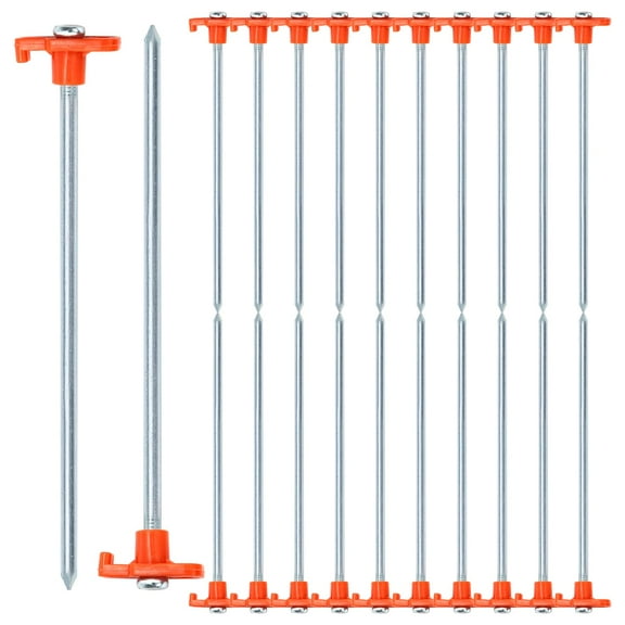 20-pack 10.25" Heavy Duty Galvanized Tent Stakes, Rust-Proof Ground Pegs for Camping, Canopy, Lawn, Outdoor (Orange)