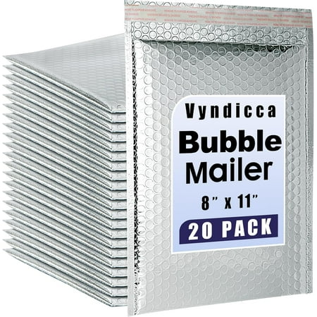 20 Pack Thermal Bubble Mailer,8 x 11" Metallic Bubble Mailers,Self Seal Cool Bubble Mailers,Foil Mailing Envelopes, Waterproof Padded Envelopes,Insulated Shipping Bags for Cold Shipping