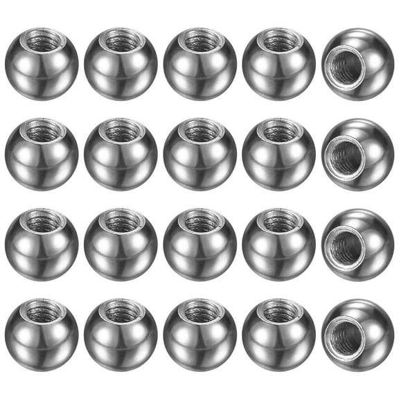 20-Pack Threaded Ball Nut Knobs, M6x12mm Carbon Steel Female Thread Ball Nut Cap for Lighting Fixtures/Machinery/DIY, [Chrome Tone]