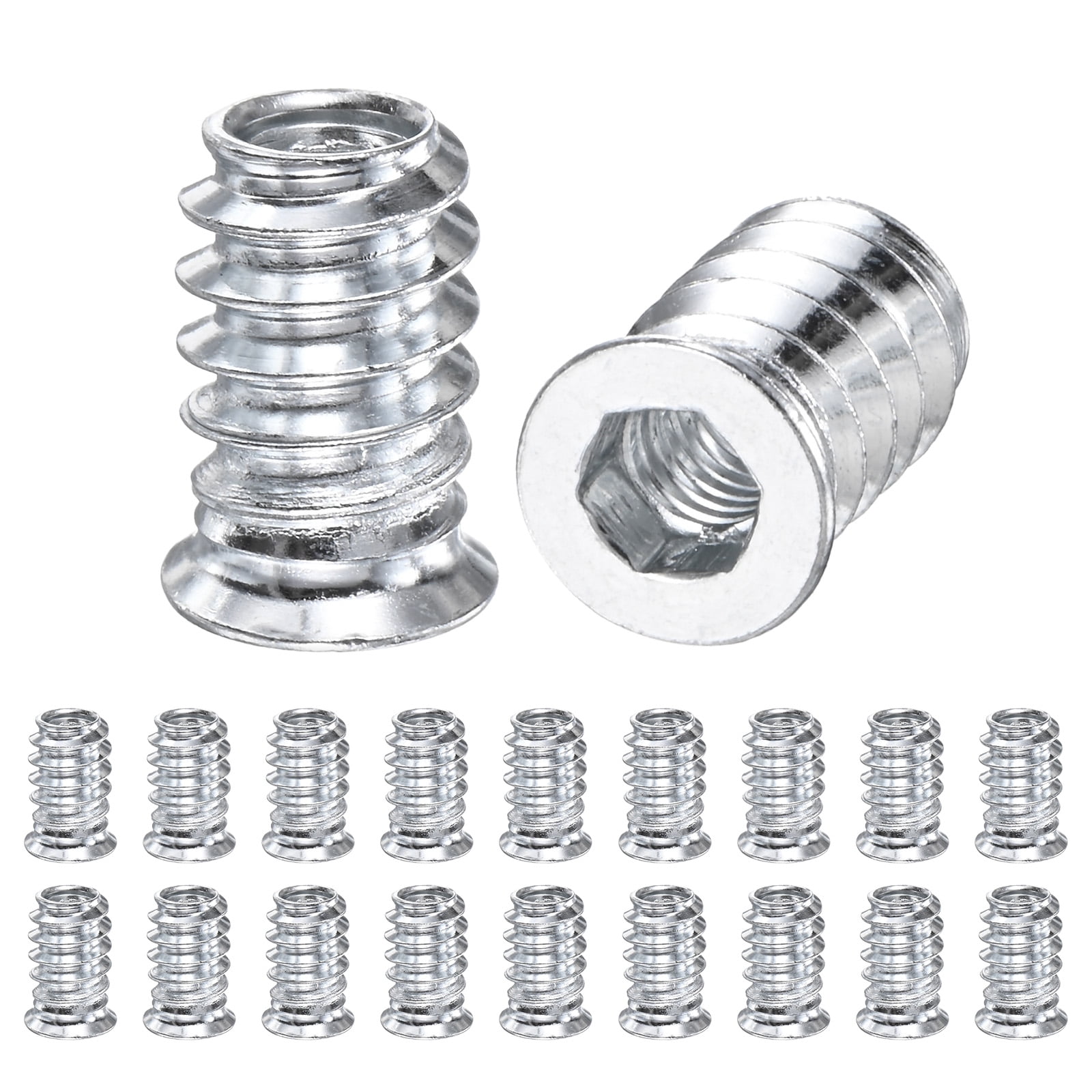 Threaded Inserts In Wood 20-Pack Threaded Inserts for Wood, M6x15mm Hex Drive Threaded Insert ...