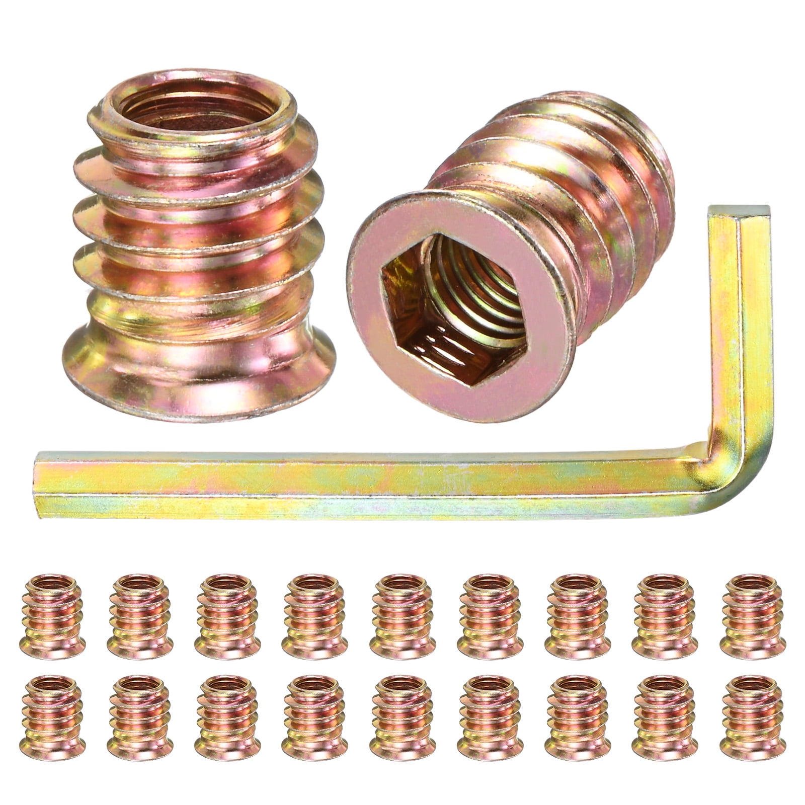 20-Pack Threaded Inserts for Wood, M8x13mm Hex Drive Threaded Insert ...