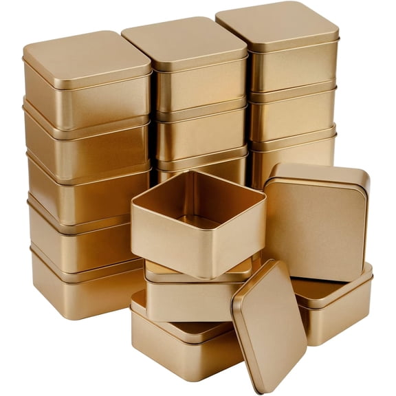 20 Pack Tin Boxes with Lids, Empty Metal Tins, Portable Storage Metal Tin Container Organizer for Cookie, Candy, Treats, Gifts, Favors and Crafts
