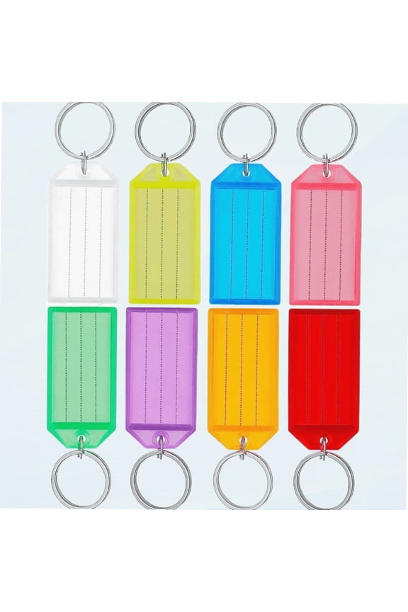 20 Pack Tough Plastic Key Tags with Split Ring Label Window, Assorted Colors