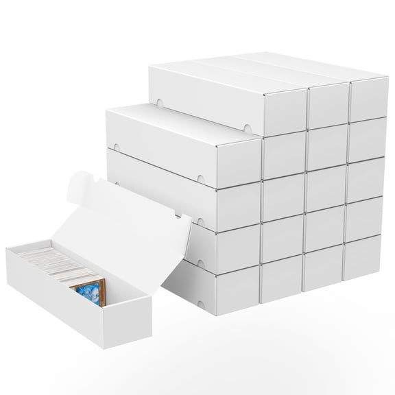 20-Pack Trading Card Storage Box, 1100 Count White Corrugated Cardboard Bulk Sports Storage Box for TCG/Magic/Mtg Basketball Cards, Collectible Trading Cards