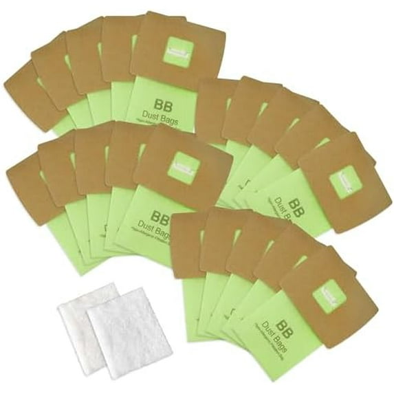 20 Pack Type BB Canister Bags Replacement Fit for Oreck XL Canister Vacuum bags PKBB12DW BB180 BB280 BB850 BB870 BB900 BB1000 MV160 with 2 Motor Filter$$Household Cleaning Products & Supplies
