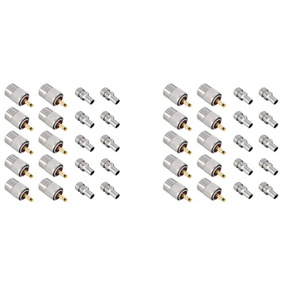 20 Pack UHF/-259 Solder Connector Plug with Reducer for RG8X, RG8, RG59, LMR-400, RG-213 Coaxial Coax Cable