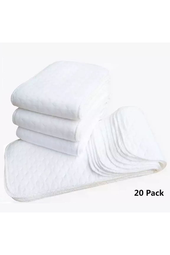 20 Pack Unisex Baby Cloth Diapers Thick Washable Cotton Reusable Diaper Flat-Fold Soft Absorbent Burp Cloths Babies Toddlers, 3 Layers, 18.1*6.2 In