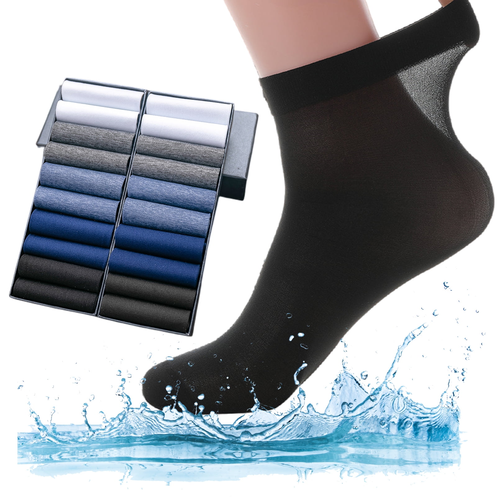 20 Pack Unisex Silk Sheer Crew Socks Ultra Thin Breathable Dress Socks
