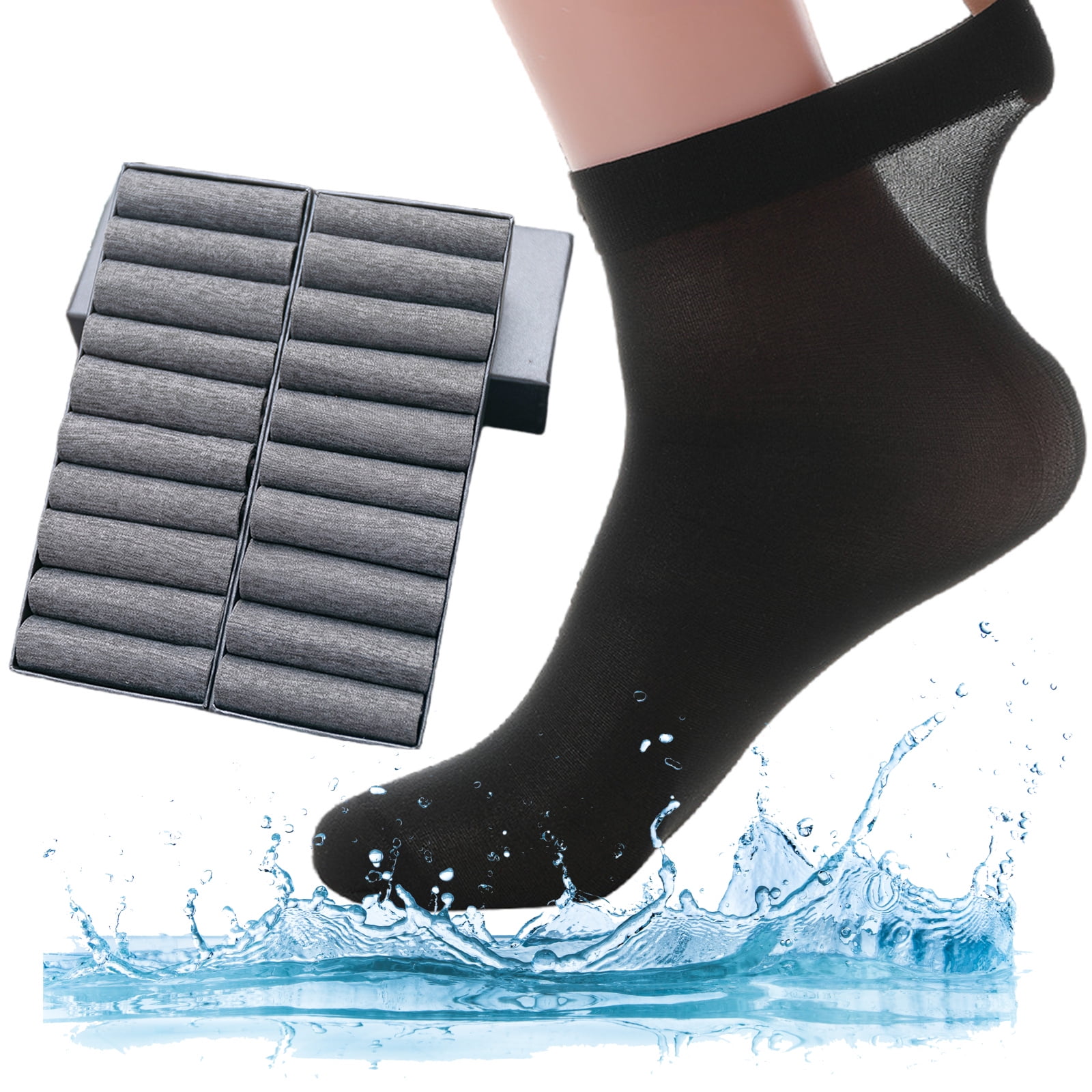 20 Pack Unisex Silk Sheer Crew Socks Ultra Thin Breathable Dress Socks