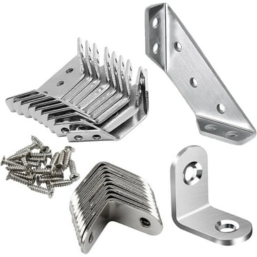 20 Pack Universal Stainless Steel Furniture Corner Connector, Stainless Steel Angle Corner Brackets for Shelf Cabinet Table Chair, Trapeziform Corner Brace Support Bracket Fastener (Silver)