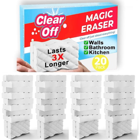 20 Pack Upgraded Magic Sponge Extra Large Super Powerful - Melamine Sponge for All-Purpose Cleaning, Oven Cleaner, Wall Cleaner, Dish, Kitchen, Baseboards, Sink, Sneaker, Car, Bathroom