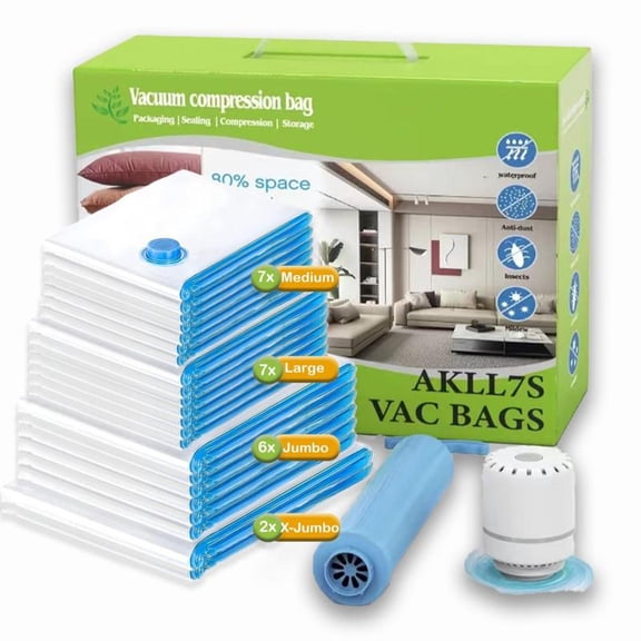 20 Pack Vacuum Storage Bags with Multiple Sizes Hand Pump Electric Air Pump Space Saver Bags, Vacuum Sealed Bags for Comforters, Blankets, Clothes Storage