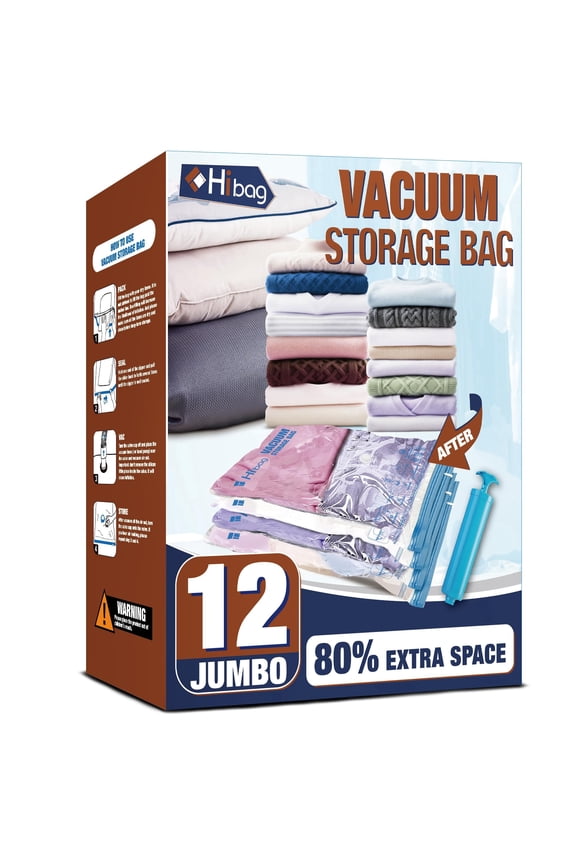 20 Pack Vacuum Storage Bags, Space Saver Bags (4 Jumbo/4 Large/4 Medium/4 Small/4 Roll) Compression for Comforters and Blankets, Pillow, Bedding, Sealer Clothes Storage
