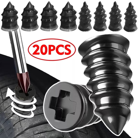 20-Pack Vacuum Tire Puncture Repair Nails, Self-Tapping Rubber Patch Plugs for Car Motorcycle and Bus
