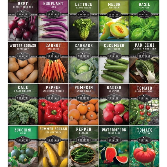Garden Vegetable Seeds 20 Pack - Full Sun, Annual