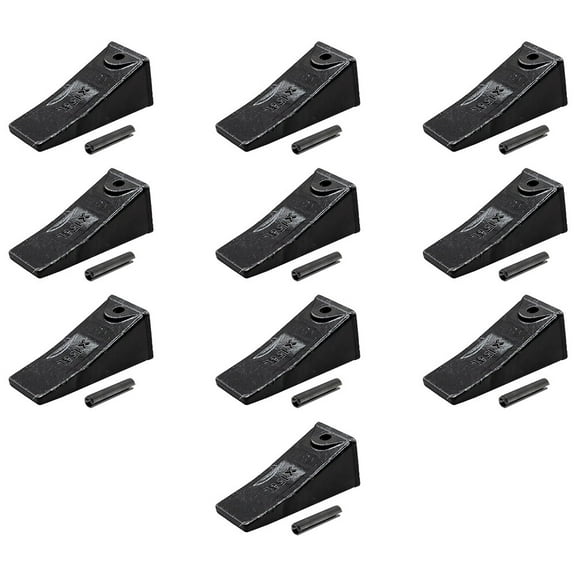 10 Pack Viking’s X156L Long Bucket Tooth w/ 156LPN Flexpins Compatible with 156 Series Teeth for Skid Steer and Mini Excavators, Loaders, Backhoes