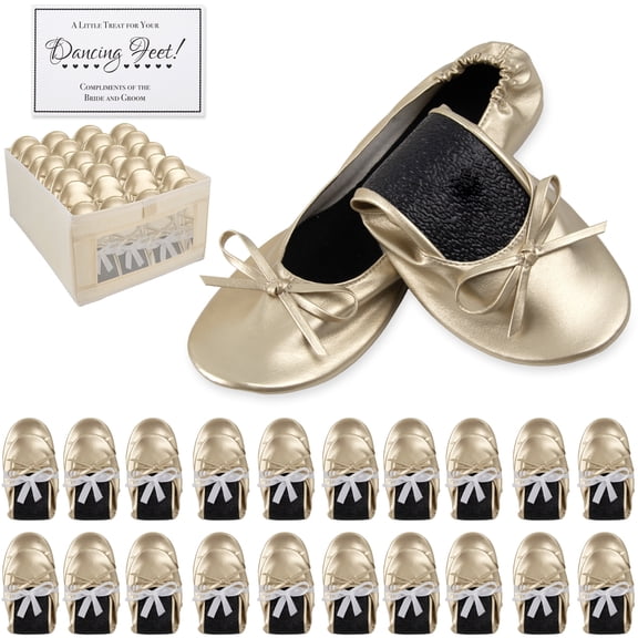 20 Pack Wedding Ballet Dancing Shoes with Display Box, Complementary Sign for Wedding Guests, Bridesmaids, Bridal Parties - Assorted Women's U.S Sizes 5.5 – 10