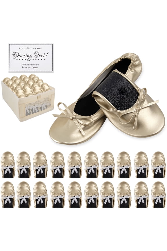 20 Pack Wedding Ballet Dancing Shoes with Display Box, Complementary Sign for Wedding Guests, Bridesmaids, Bridal Parties - Assorted Women's U.S Sizes 5.5 – 10
