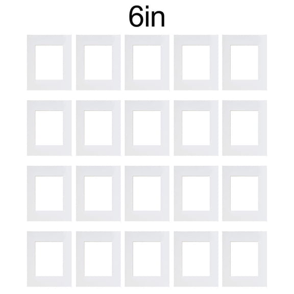20-Pack White Cardstock Photo Frame Inserts Customizable Mat Board Set for 6 7 8 10 Inch Frames DIY Home Decor-6"