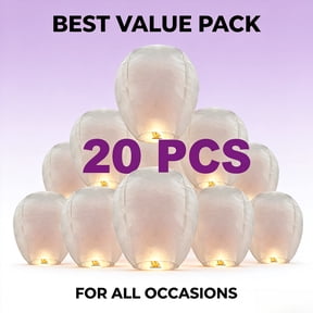 20 Pack White Chinese Paper Lanterns, Handmade Eco-Friendly Paper Lanterns, Multi-Size White Wishing Chinese Lanterns for Wedding, Birthday, New Year, Holiday Party & Celebration of Life Decorations
