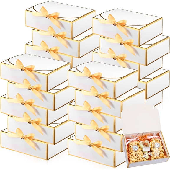 20 Pack White Gift Boxes with Lids Bulk 10.6x7.8x3.1inch Bridesmaid Proposal Box Ribbons for Presents, Wedding, Birthday, Holiday, Baby Shower, Anniversary