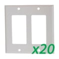 thumbnail image 1 of (20 Pack) White Plastic Double-Gang Decora Style Wall Face Plate 2-Gang, 1 of 1