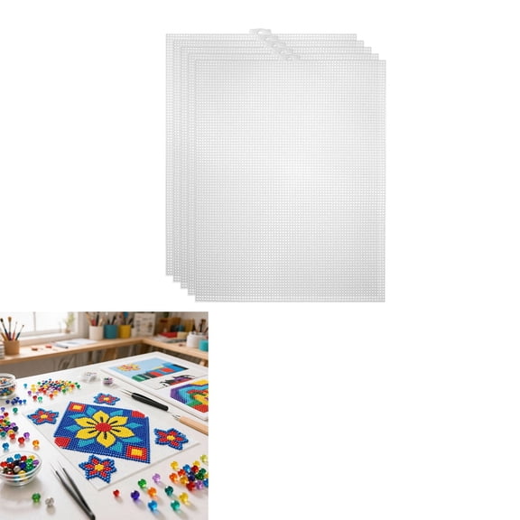 20-Pack White Plastic Mesh Canvas Sheets, 10.2 x 13.2 Inch 7-Count Needlepoint Canvas for Crochet, Embroidery and Knit Projects