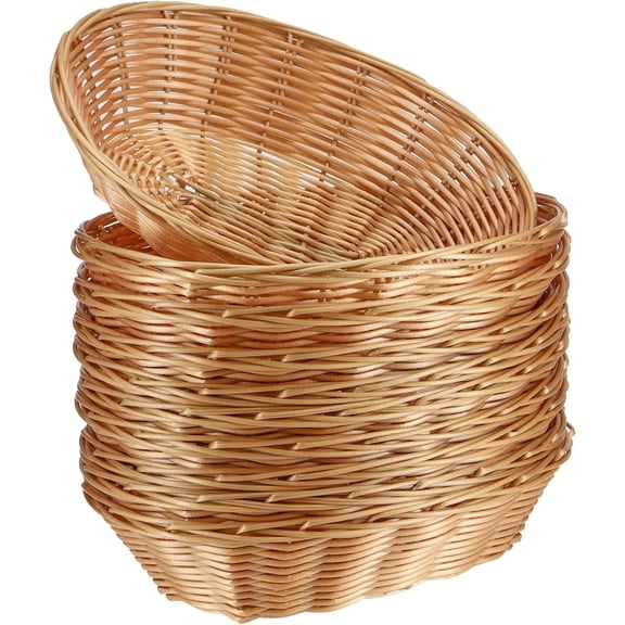 20 Pack Wicker Bread Basket, Handwoven Oval Plastic Basket, Woven Tabletop Fruit Vegetables Food Serving Basket for Home, Kitchen, Restaurant, Light Brown