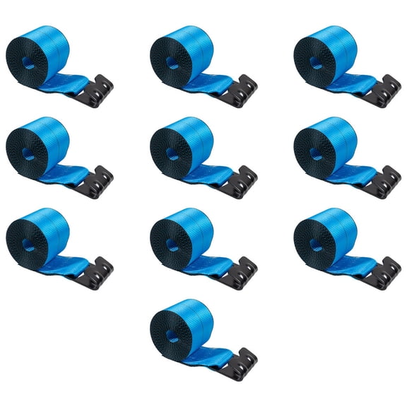 Mytee Products 20 Pack Winch Straps 4" x 20' Blue Heavy Duty Tie Down with Flat Hooks WLL# 5400 lbs | 4 Inch Cargo Control for Flatbed Truck Utility Trailer